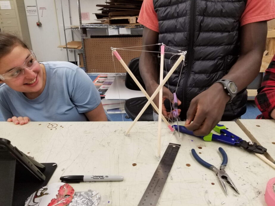 Making tensegrity tripods (warm-up exercise)